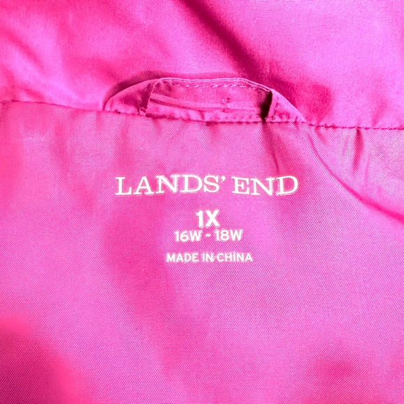 Lands End Women Size 1X Pink Puffer Vest Winter Outdoor Down Filled - Picture 7 of 9